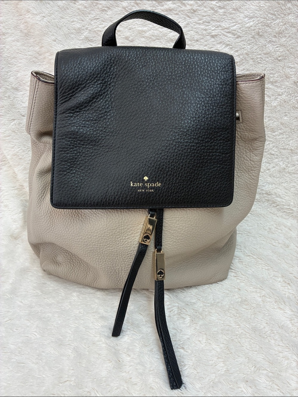 kate spade soft pebbles leather two toned drawstring backpack